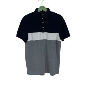 Galeries Lafayette Polo Shirt Medium Navy Short Sleeve Mens Streetwear Casual